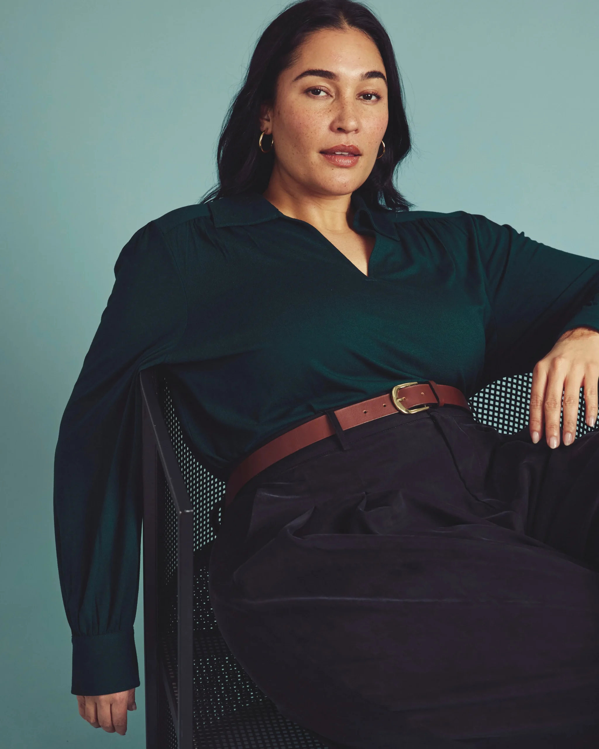 Moore Liquid Jersey Blouse Forest Green