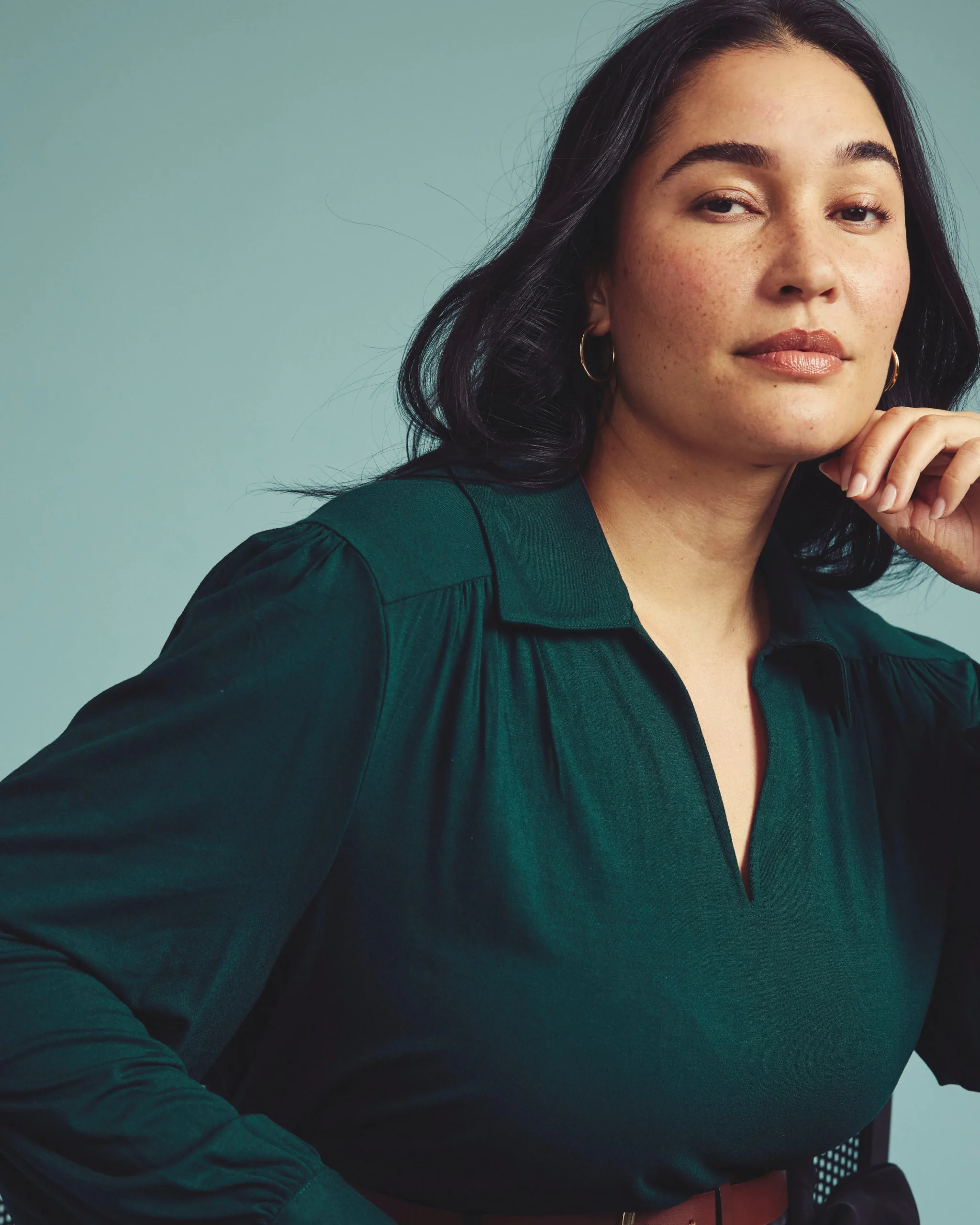 Moore Liquid Jersey Blouse Forest Green