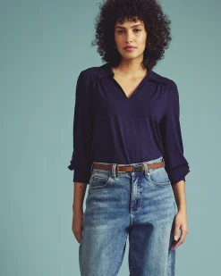 Moore Liquid Jersey Blouse Midnight