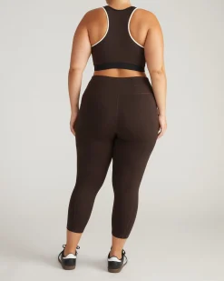 Next-to-Naked Racerback Sports Bra Deep Brown/Dove Wing Trim