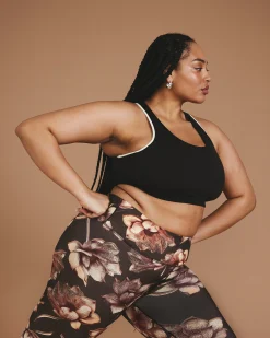 Next-to-Naked Racerback Sports Bra Deep Brown/Dove Wing Trim
