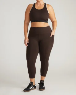 Next-to-Naked Racerback Sports Bra Deep Brown/Dove Wing Trim