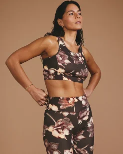 Next-to-Naked Racerback Sports Bra Lotus Print