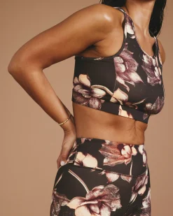Next-to-Naked Racerback Sports Bra Lotus Print