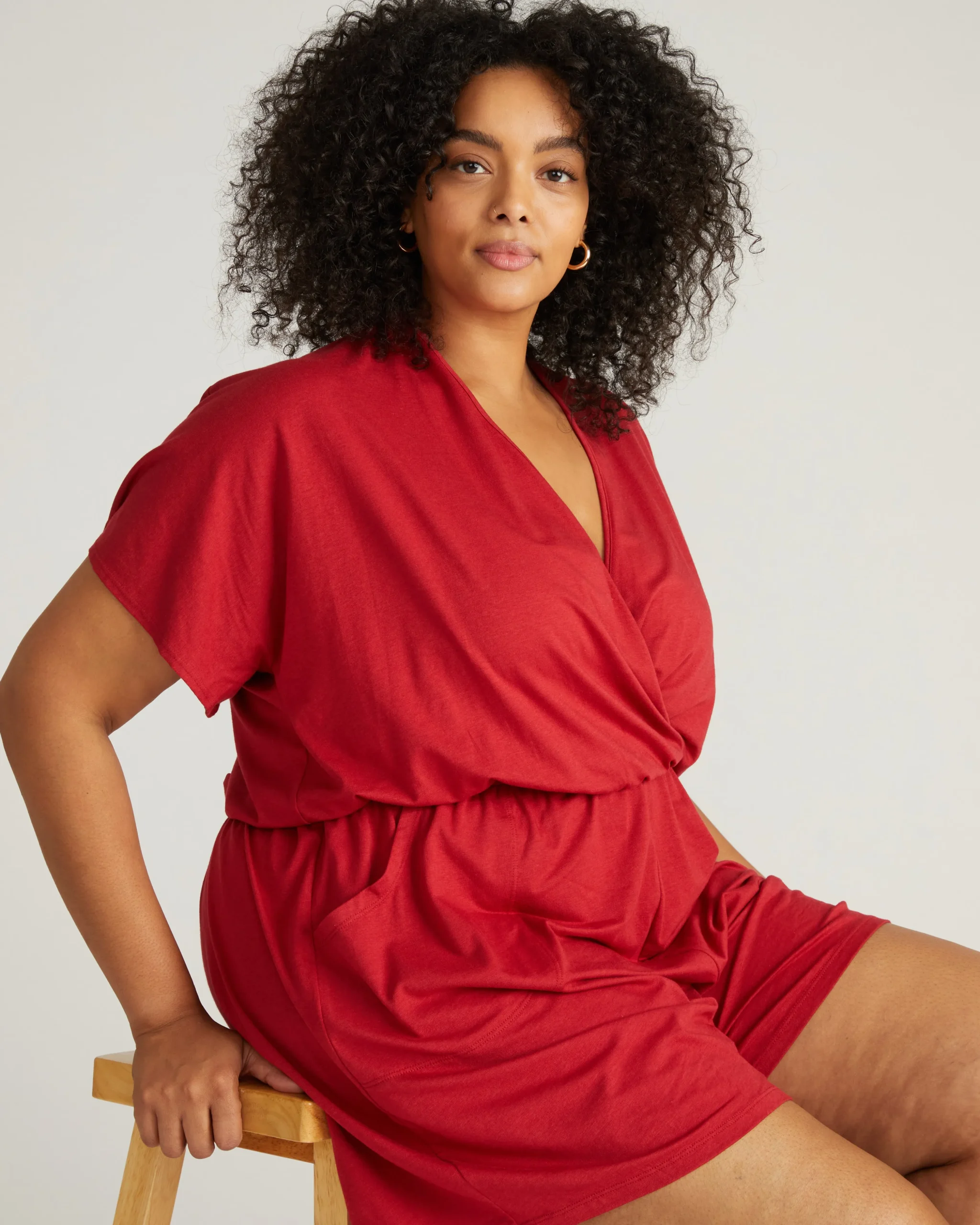 Nora Cross Front Romper Raspberry