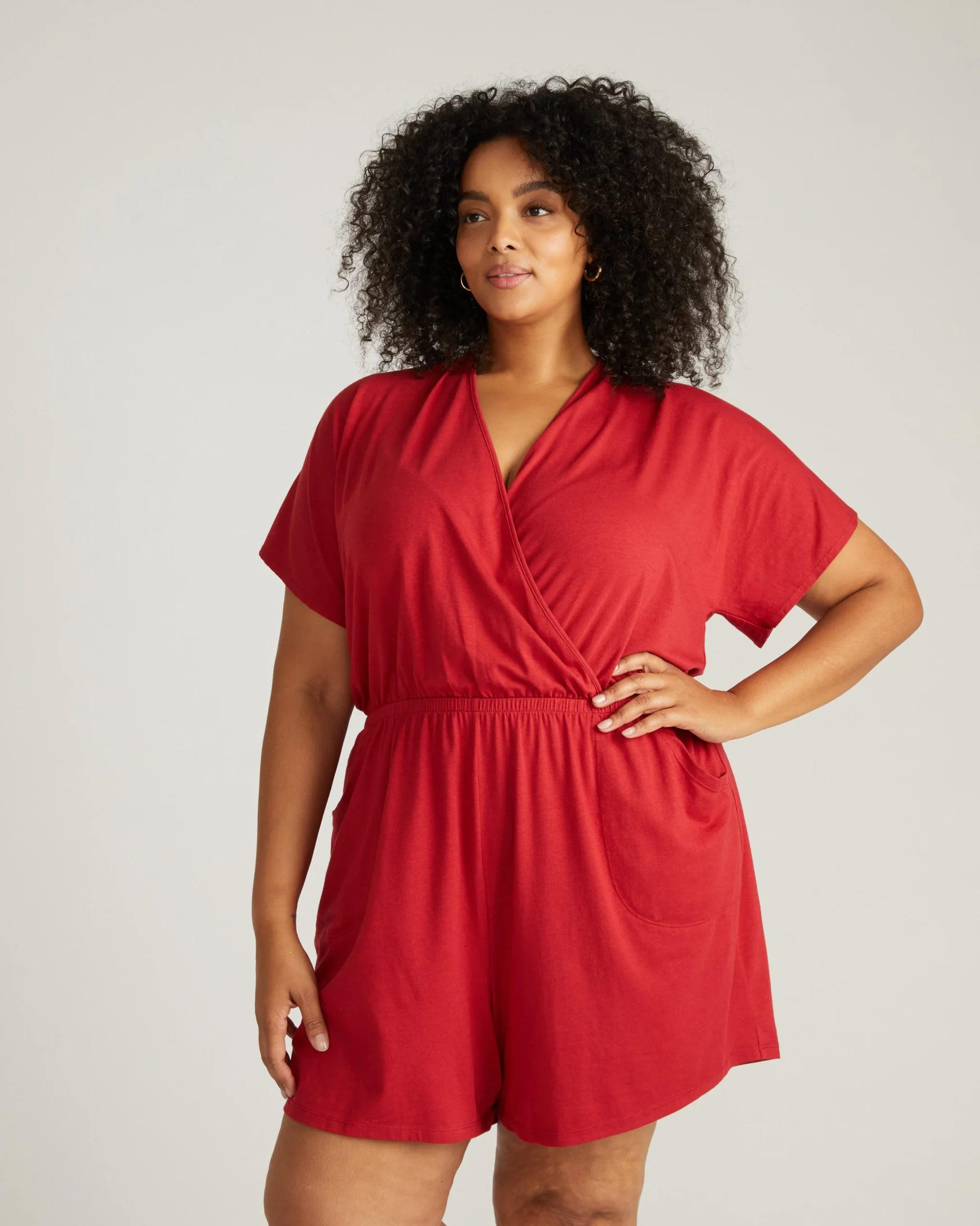 Nora Cross Front Romper Raspberry