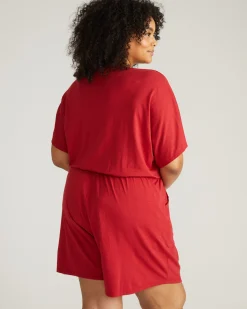 Nora Cross Front Romper Raspberry
