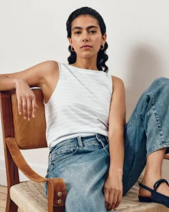 Noyack Breton Stripe Boatneck Tank Pale Blue/White Stripe