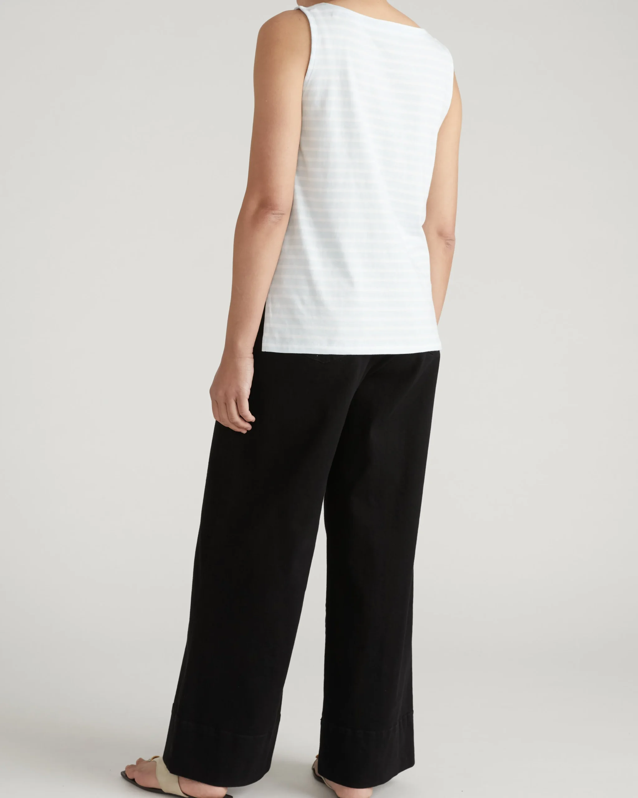 Noyack Breton Stripe Boatneck Tank Pale Blue/White Stripe