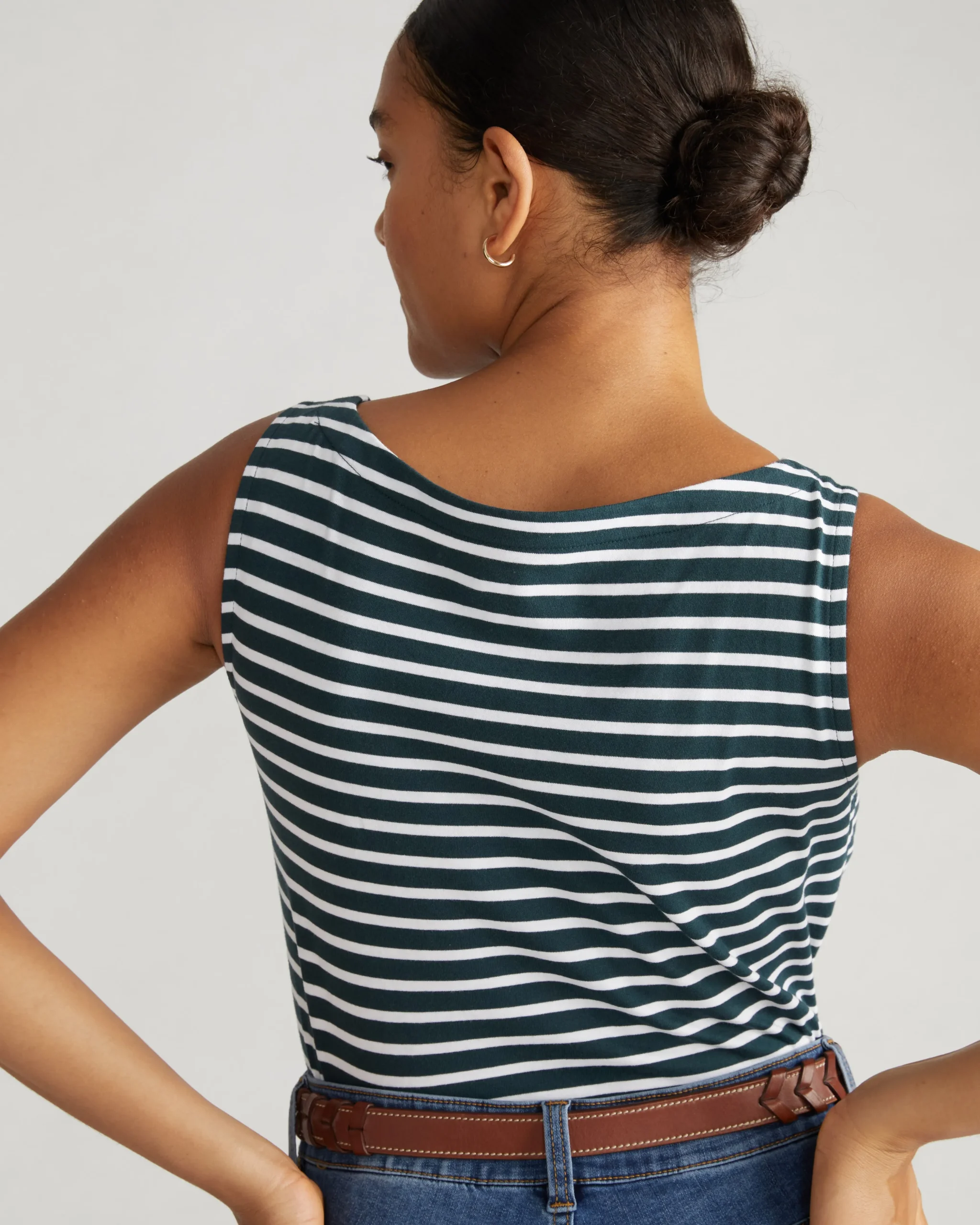 Noyack Breton Stripe Boatneck Tank Deep Sea/White Stripe