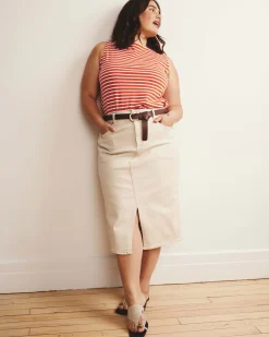 Noyack Breton Stripe Boatneck Tank Coral Reef/White Stripe