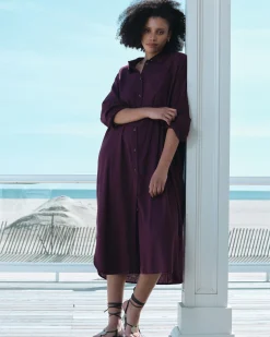 Odeon Linen Blend Shirtdress Acai