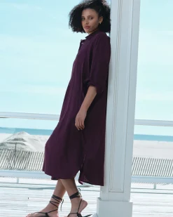 Odeon Linen Blend Shirtdress Acai