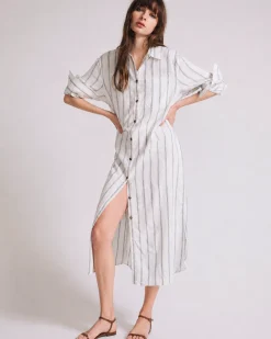 Odeon Linen Blend Shirtdress Mayfair Stripe