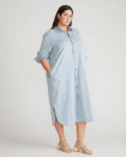 Odeon Stretch Cotton Chambray Shirtdress Heritage Blue