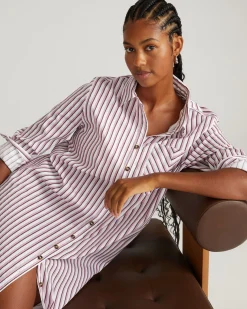 Odeon Stretch Poplin Shirtdress Lilac Multi Stripe