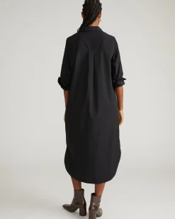 Odeon Stretch Poplin Shirtdress Black