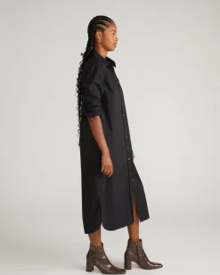 Odeon Stretch Poplin Shirtdress Black