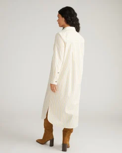 Odeon Stretch Poplin Shirtdress Yellow Multi Stripe