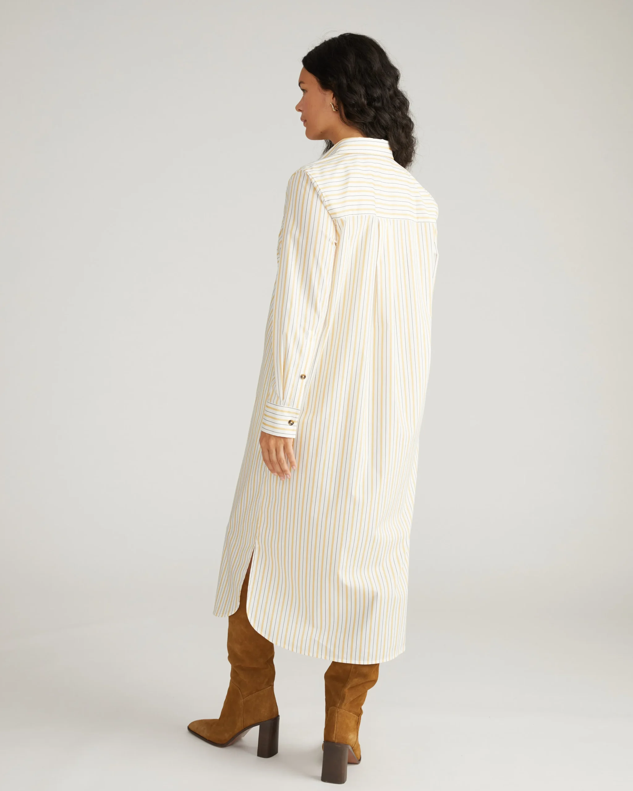 Odeon Stretch Poplin Shirtdress Yellow Multi Stripe