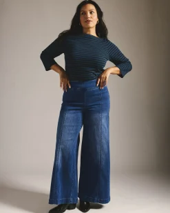 Olivia Pintuck Wide Leg Jeans True Blue