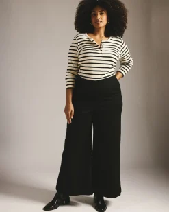 Olivia Pintuck Wide Leg Jeans Jet Black
