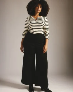 Olivia Pintuck Wide Leg Jeans Jet Black