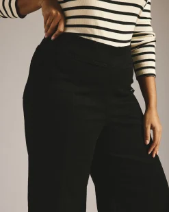 Olivia Pintuck Wide Leg Jeans Jet Black