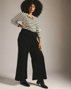 Olivia Pintuck Wide Leg Jeans Jet Black