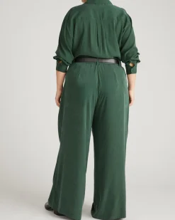 Palais Cooling Cupro Wide Leg Pant Forest Green