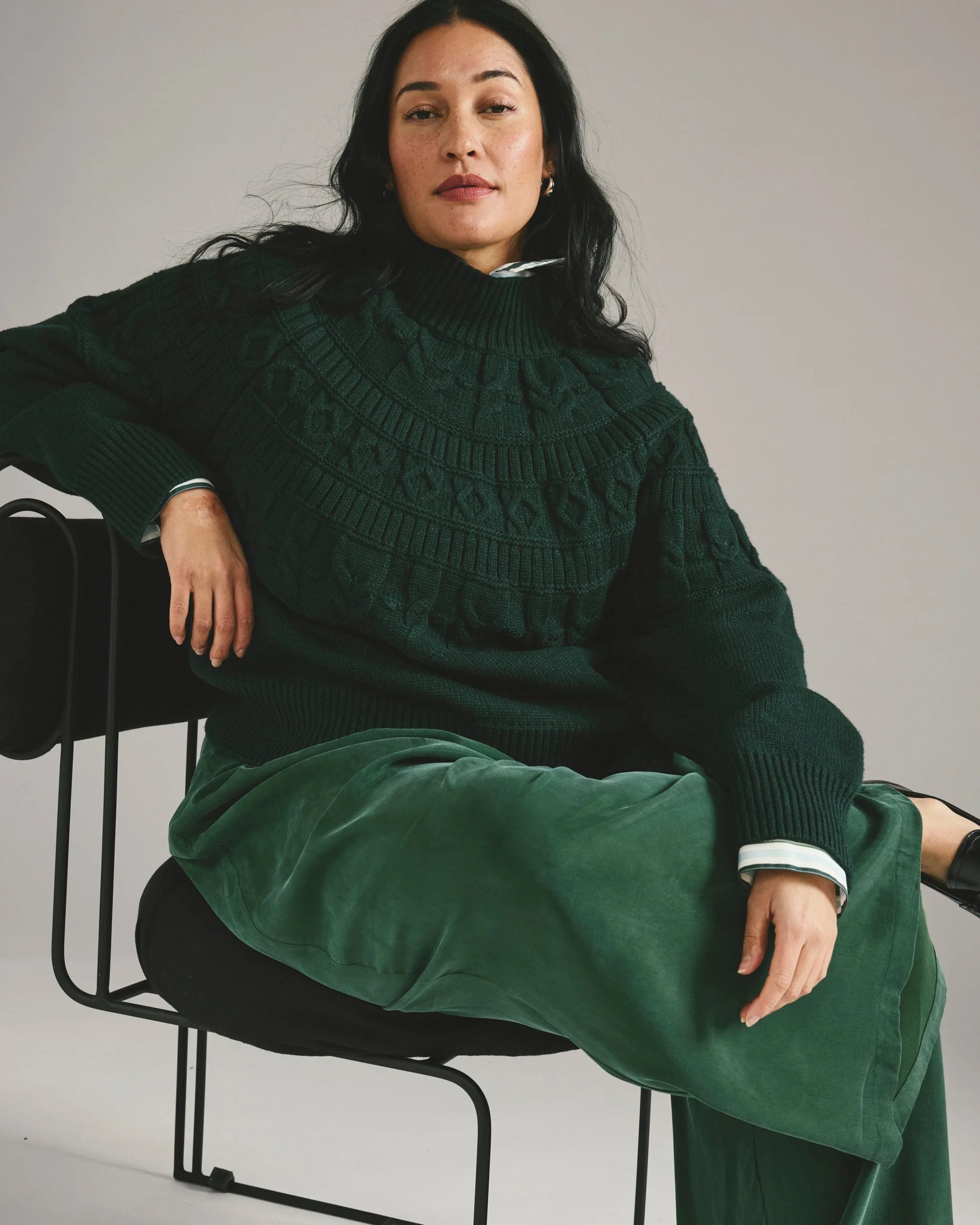 Palais Cooling Cupro Wide Leg Pant Forest Green