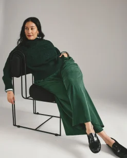 Palais Cooling Cupro Wide Leg Pant Forest Green
