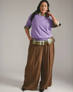 Palais Cooling Cupro Wide Leg Pant Brown Hacienda Print