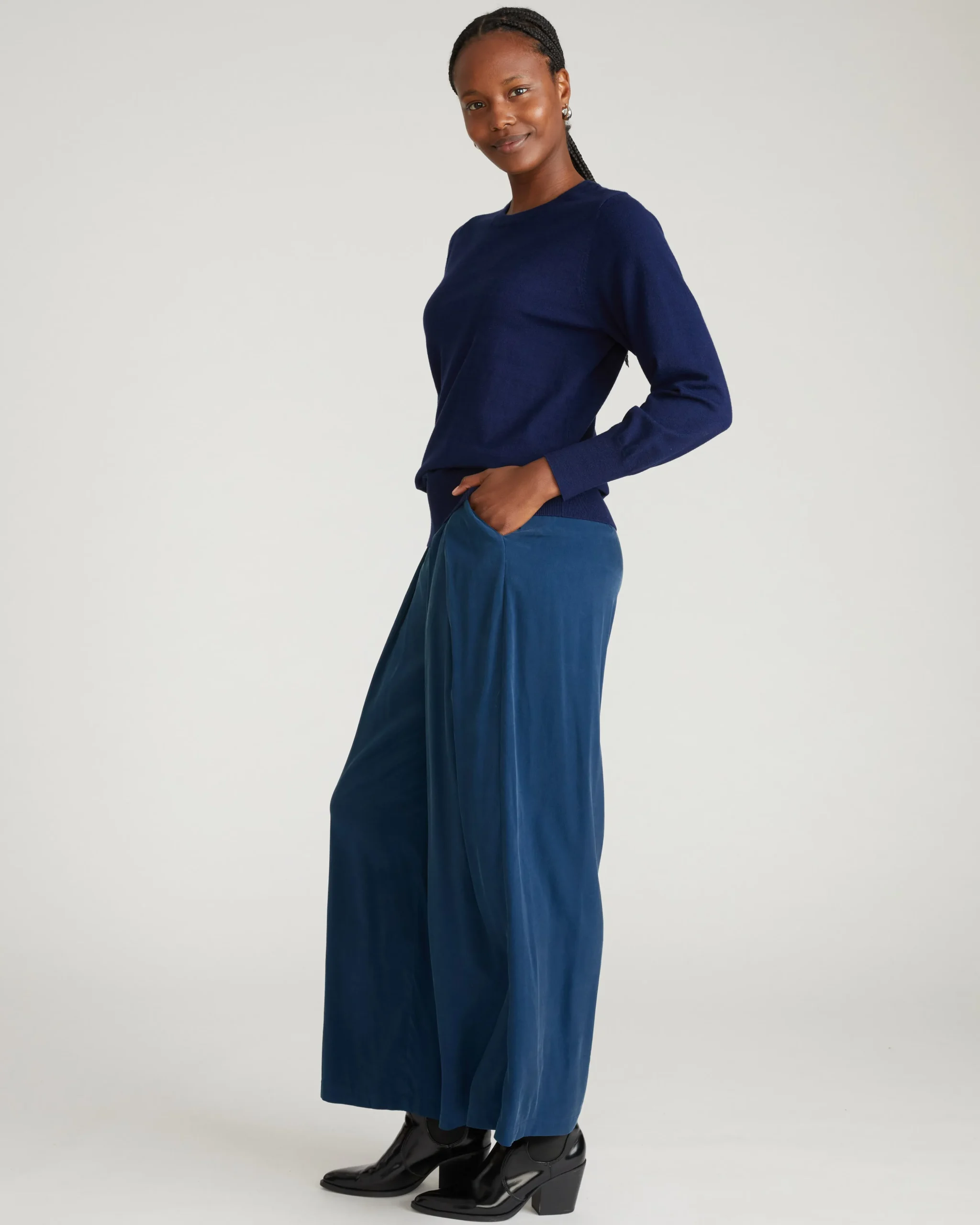 Palais Cooling Cupro Wide Leg Pant Pageant Blue