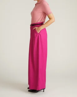 Palais Stretch Linen Blend Wide Leg Pant Hyper Pink