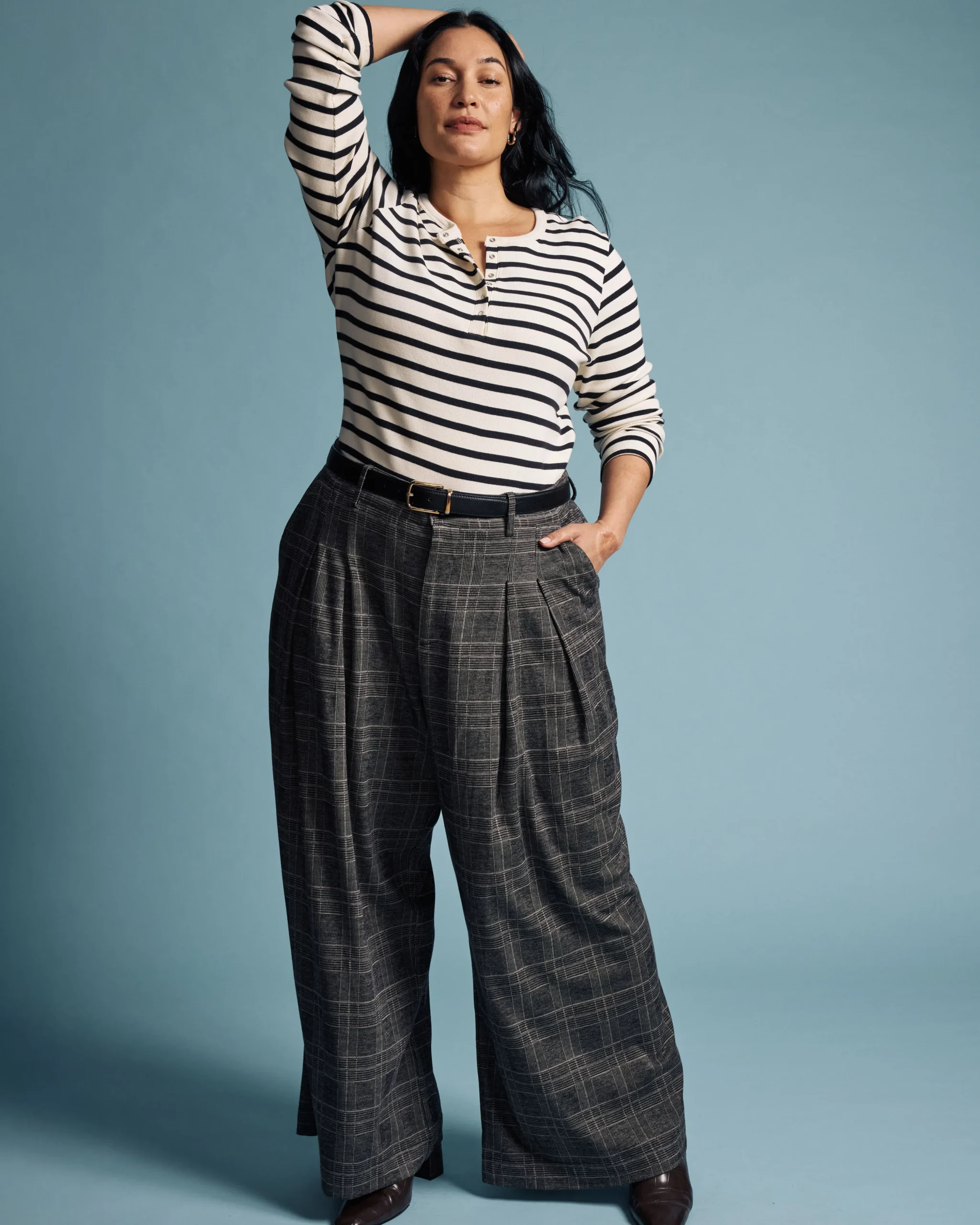 Palais Wide Leg Ponte Pants British Plaid