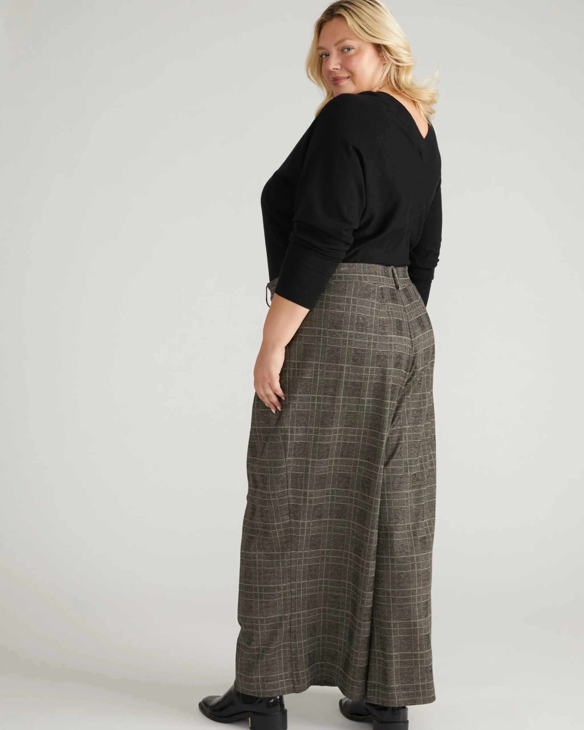 Palais Wide Leg Ponte Pants British Plaid