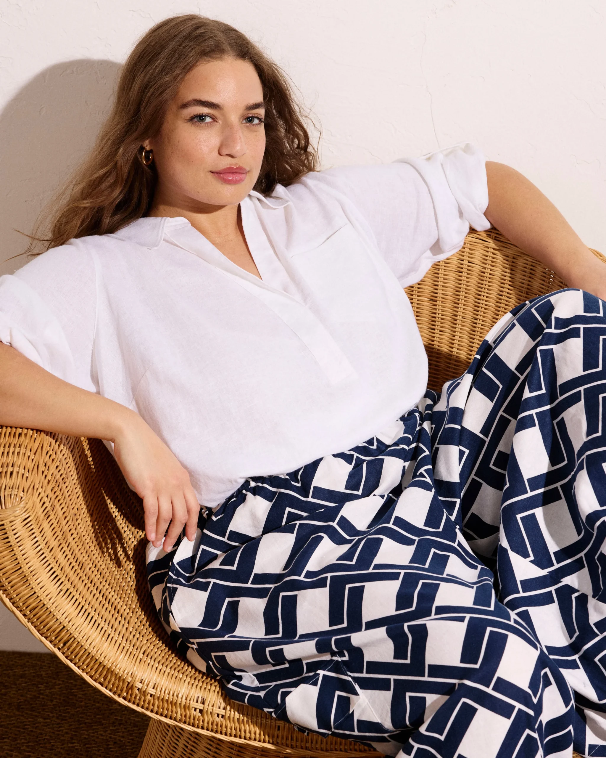 Palazzo Cargo Linen Blend Pant Geometrica Print