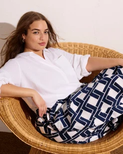 Palazzo Cargo Linen Blend Pant Geometrica Print