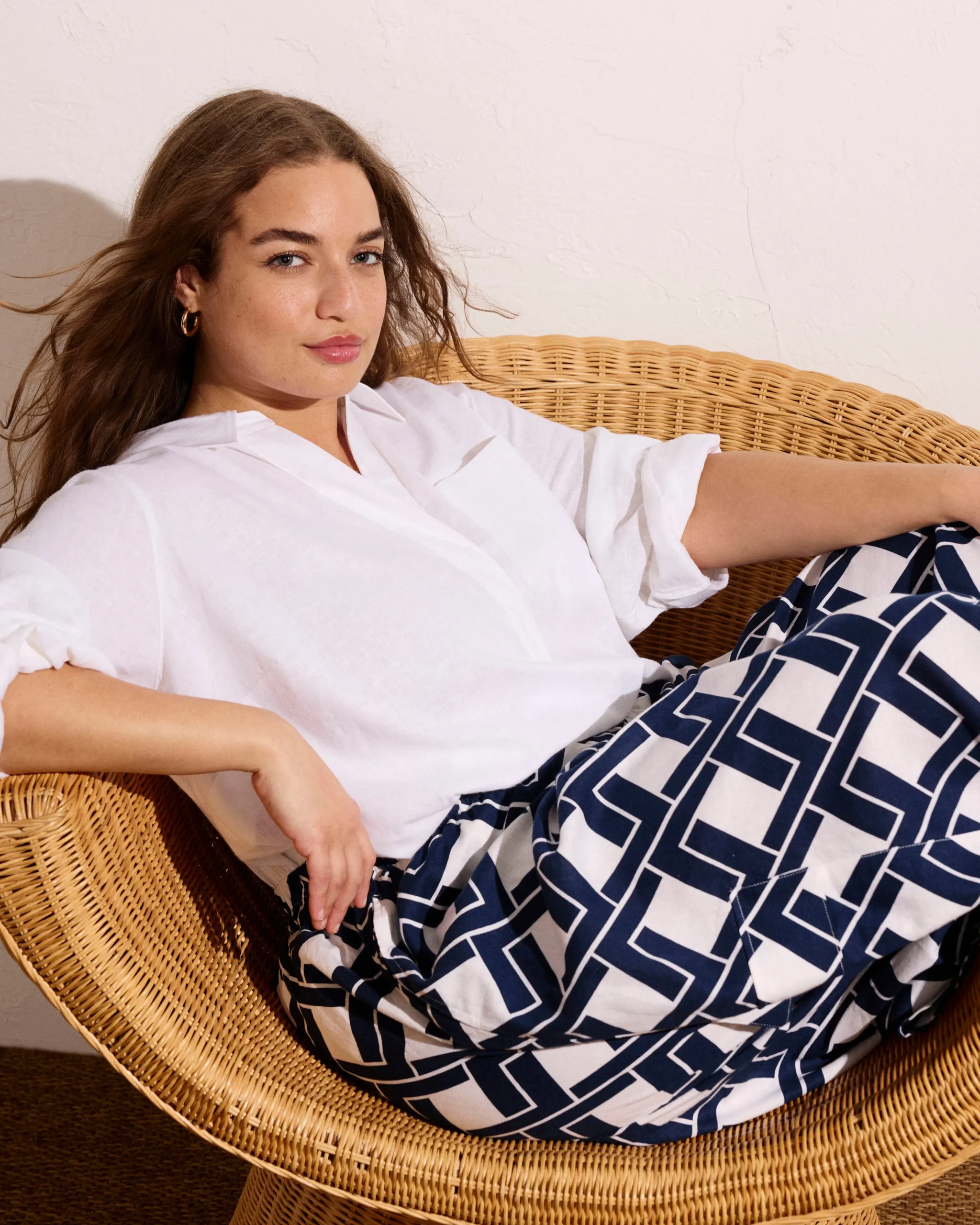 Palazzo Cargo Linen Blend Pant Geometrica Print