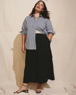 Palazzo Cargo Linen Blend Pant Black