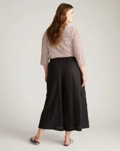 Palazzo Cargo Linen Blend Pant Black