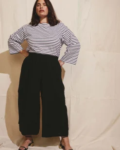 Palazzo Cargo Linen Blend Pant Black