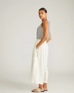 Palazzo Cargo Linen Blend Pant Natural White