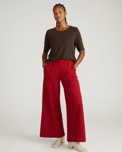 Pam Pintuck Wide Leg Ponte Pants Garnet