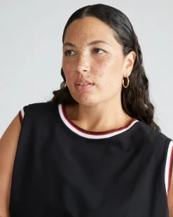 Patti Muscle Tank Black/Striped Trim