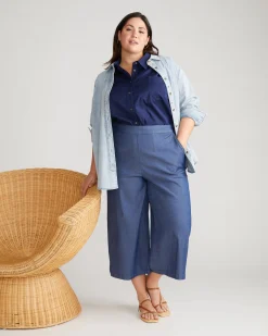 Perfect Tencel Chambray Culottes Midnight Blue