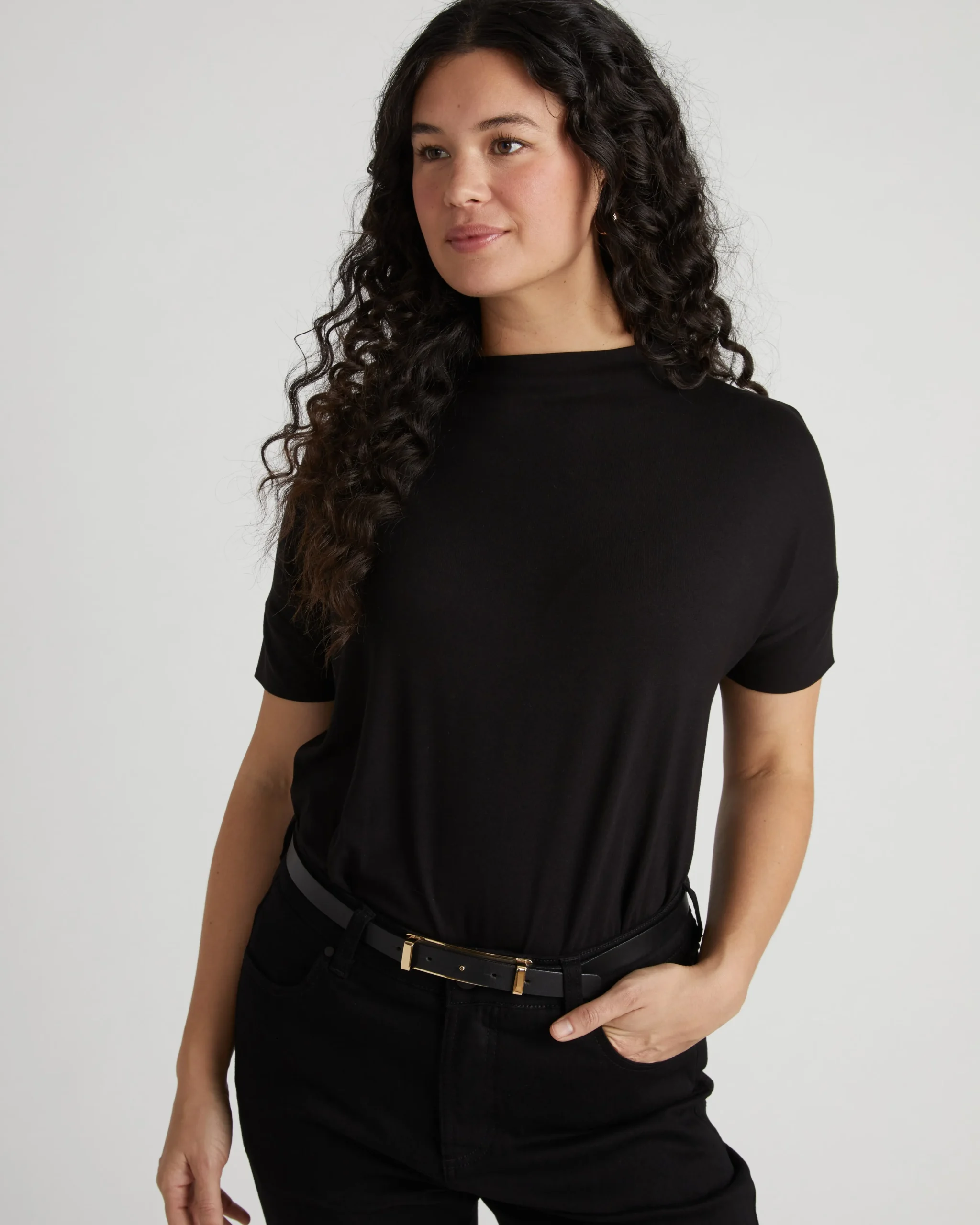 Petra Liquid Jersey Top Black