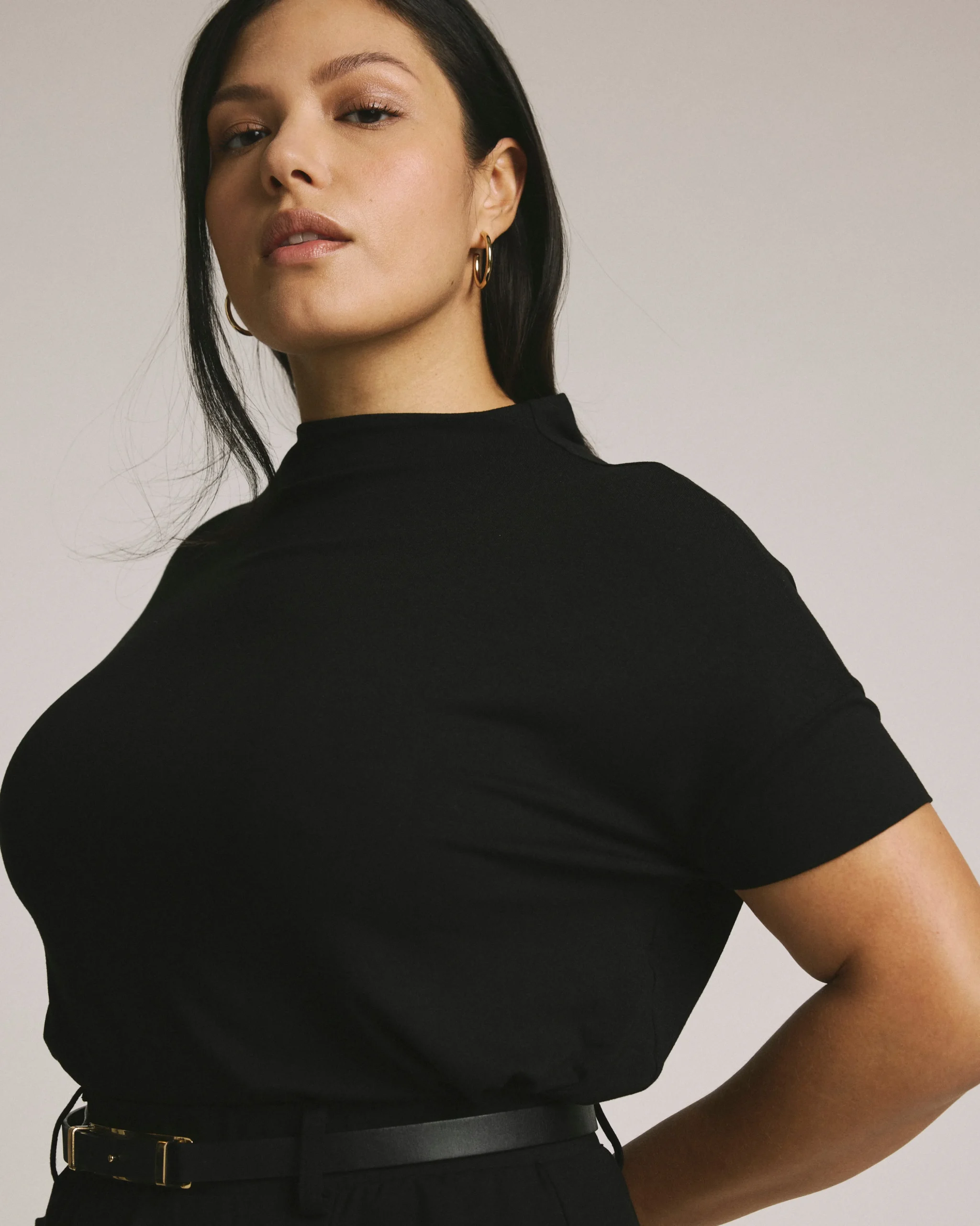 Petra Liquid Jersey Top Black