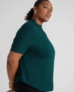 Petra Liquid Jersey Top Forest Green